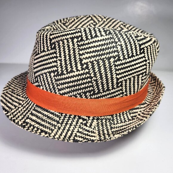 Attitude Jay Manuel Fedora Hat Mens One Size Brown & White Basket Weave - Picture 5 of 9